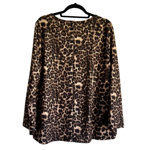 Per Se Womens Animal Print Long Sleeve Top 1X Soft Artsy Plus Size Comfy - Picture 6 of 6